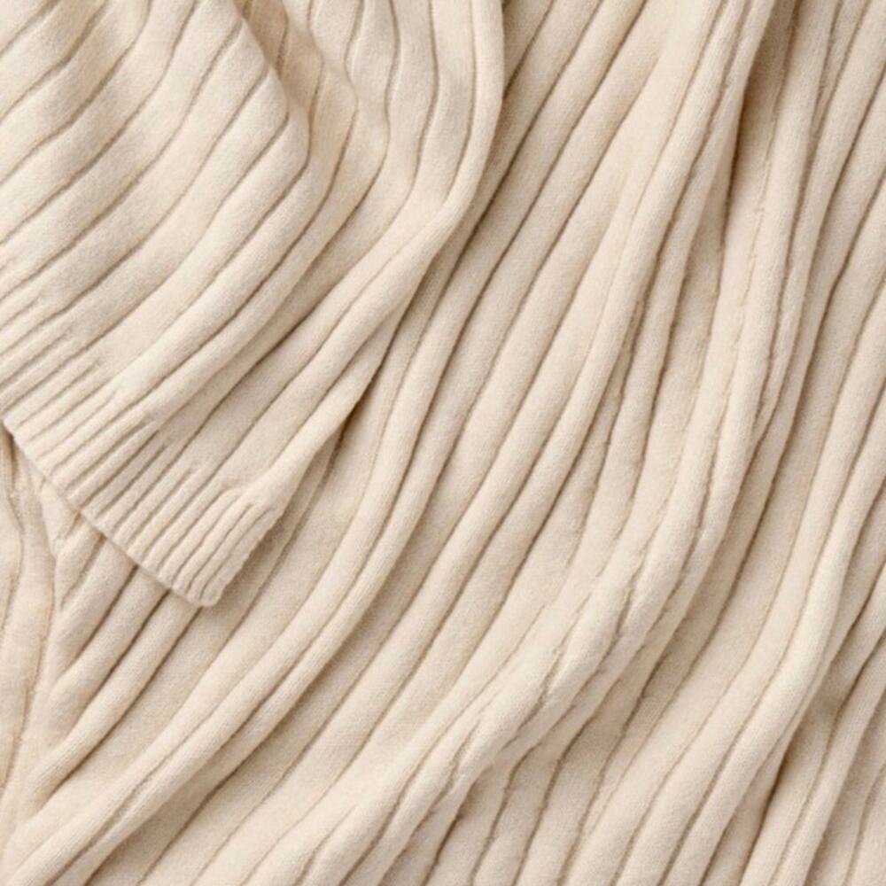Casual Mixed Rib Throw Blanket Beige Threshold designed w/Studio McGee 50"x60"